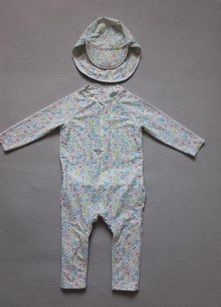 Мегаклассный солнцезащитный купательный костюм в цветочный принт на 12-18 месяцев на...