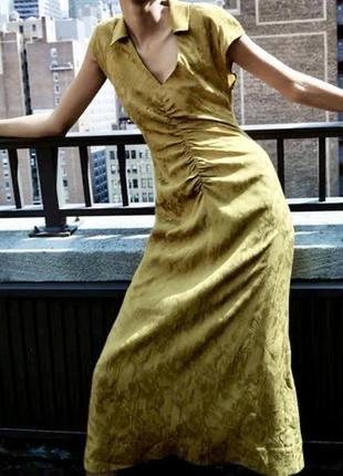 Сатиновое платье миди zara. очень красивое и стильное новое!4 фото