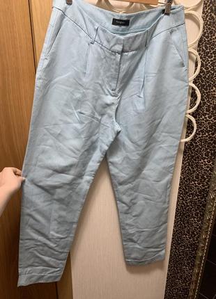 Голубые брюки,хлопковые брюки,льняные брюки1 фото