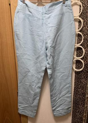 Голубые брюки,хлопковые брюки,льняные брюки6 фото