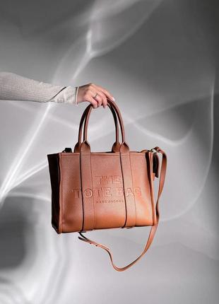 Женская сумка marc jacobs medium tote bag brown leather4 фото