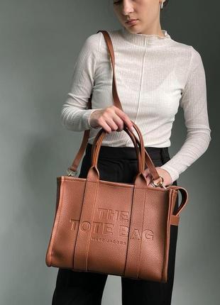 Женская сумка marc jacobs medium tote bag brown leather