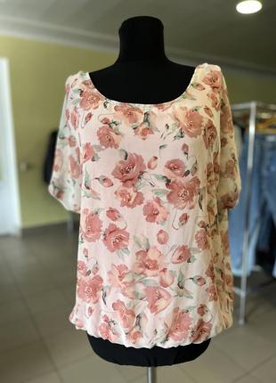 🔥 распродаж 🔥розовая блуза с цветочным принтом