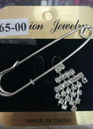 Красива брошка-шпилька зі стразами