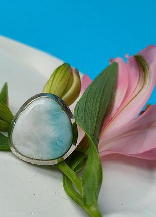 Кільце натуральний ларимар  . ларимар в сріблі . розмір 19. індія.