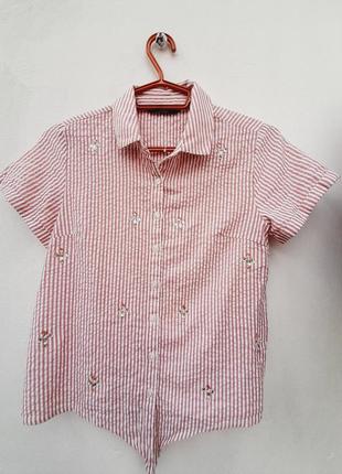 Рубашка в полоску натуральная со стразами от george