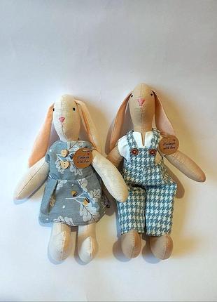 Текстильный зайчик ручной работы.3 фото