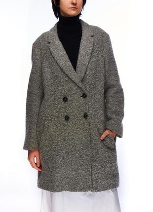 Rene lezard, пальто серый, хлопок + шерсть + полиамид, женское 40
