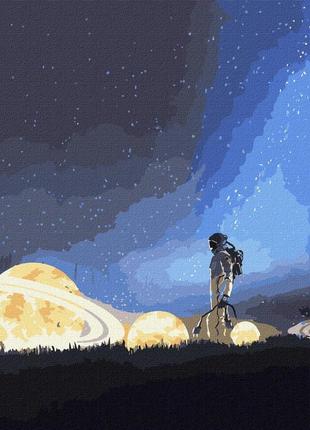 Картина по номерам идейка путешествие на луну с красками металлик kho9549 50х50см набор для росписи по цифрам