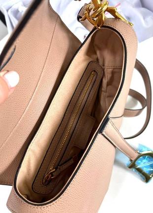 Сумка женская кожаная пудровая брендовая седло в стиле диор dior5 фото
