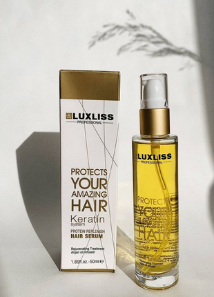 Кератиновое масло luxliss keratin protein replenish hair serum4 фото