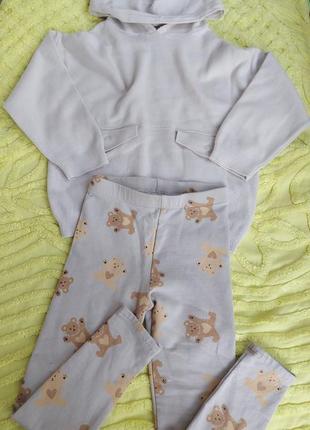 Костюм светло-лиловый zara худи + утепленные лосины 3-4 года