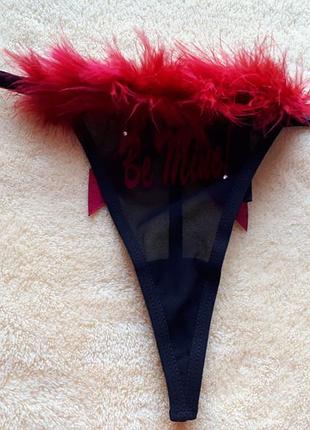 Черные красные гипюровые трусики стринги с пухом бантом сетка с-м/s-m/8-10/36-38/44-46

no secret