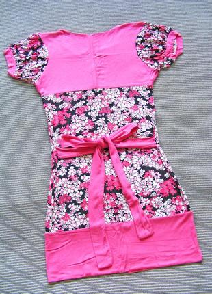 Коротка сукня рожева сукня міні квіти платье мини цветы3 фото