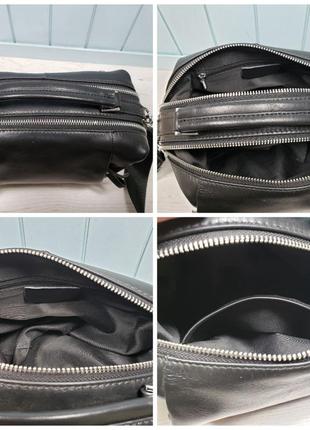 Женская кожаная сумка трансформер polina & eiterou черная серая жіноча шкіряна10 фото