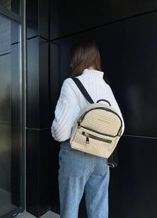 Michael kors beige leather backpack