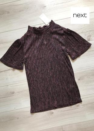Прозрачная блестящая блуза топ с люрексом и коротким рукавом next1 фото