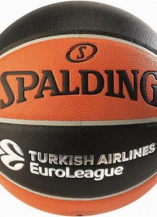 М'яч баскетбольний spalding euroleague varsity tf-150 жовтогарячий, чорний розмір 6 84507z