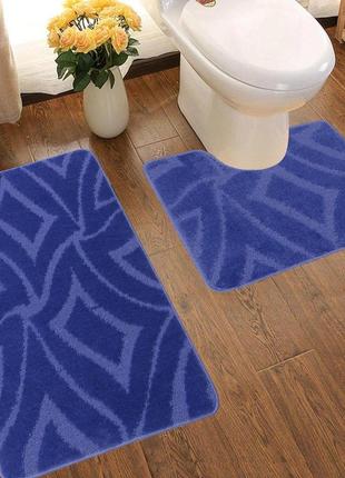 Набір килимків у ванну кімнату rubin mono 3054 5404 royal blue 60x100 + 60x50 см синій2 фото