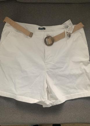 Білі котонові шорти з поясом нові з біркою