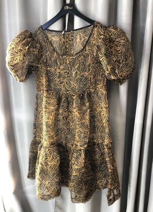 Платье мини из органзы с леопардовым принтом unique216 фото