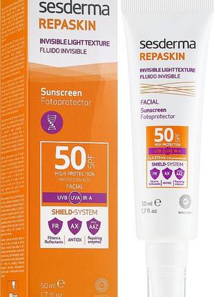 Солнцезащитный лосьон для лица и тела spf50 sesderma repaskin invisible fluid spf50 50 мл