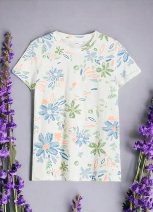 Женская футболка "flowers" молочная. размер 44.
