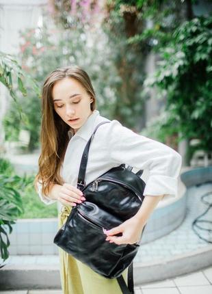 Стильный городской кожаный рюкзак (размер l), женский рюкзак из натуральной кожи2 фото
