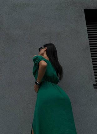 Муслінова сукня міді з розрізом7 фото