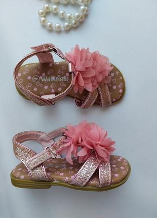Нарядные глиттерные блестящие босоножки сандалии walkright р.4, 13.8см3 фото