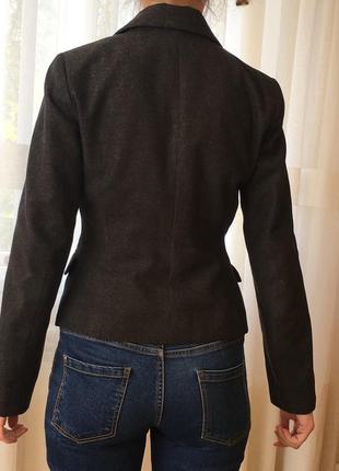 Классический шерстяной жакет коричневый блейзер женский пиджак на подкладке camaieu3 фото