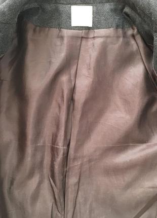 Классический шерстяной жакет коричневый блейзер женский пиджак на подкладке camaieu5 фото