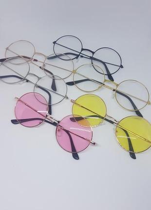 Женские солнцезащитные / имиджевые очки круглые жёлтые3 фото