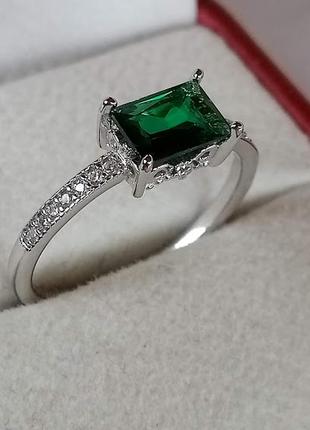 Элегантное серебряное кольцо с изумрудом нано4 фото