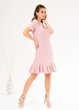 Льняное платье с воланом розовый s -xl3 фото