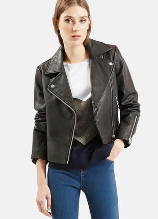 Кожаная куртка-косуха байкерская topshop p.снижка 36