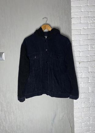 Вельветовая куртка джинсовка с мохнатыми рукавами boohoo, xl3 фото