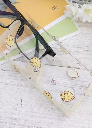 Футляр для окулярів на кнопці / чохол для окулярів прозорий з лимоном