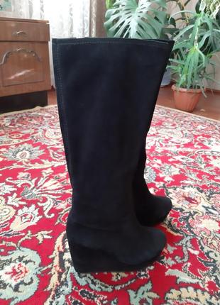 Сапоги зимние, замшевые, на платформе