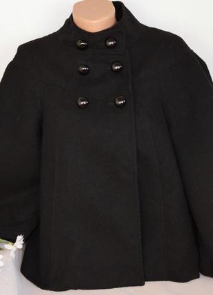 Брендовое черное демисезонное пальто полупальто f&f этикетка1 фото