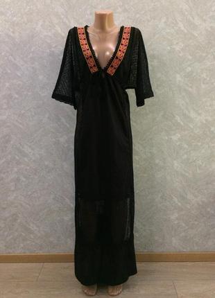 Платье макси пляжное с гипюром и кружевом размер 12-14