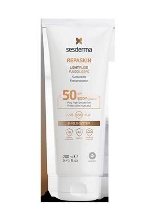 Солнцезащитный флюид для тела sesderma repaskin light fluid body sunscreen spf 50 200 мл