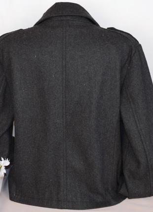 Брендовое серое демисезонное пальто полупальто косуха с карманами unia шерсть4 фото