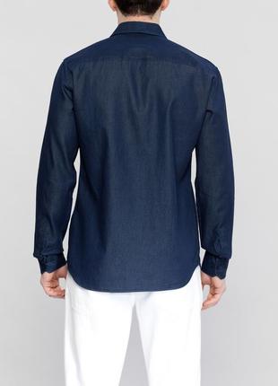 Джинсовая мужская рубашка lc waikiki / лс вайкики с синими пуговицами2 фото