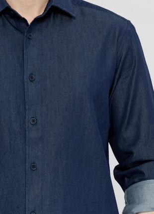 Джинсовая мужская рубашка lc waikiki / лс вайкики с синими пуговицами3 фото