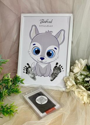 Детские отпечатки ручки и ножки. чернильная планшетка