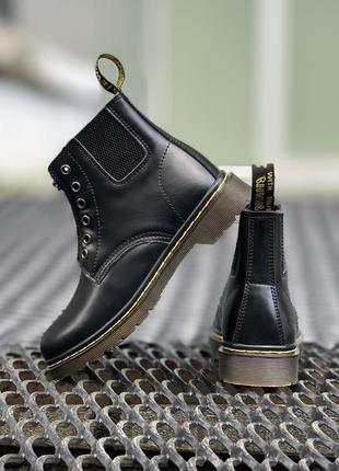 Dr. martens 101 gusset black женские демисезонные кожаные ботинки мартинс