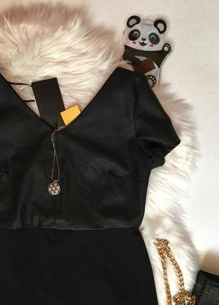 Крутое базовое черное платье с кожаным верхом от soul river2 фото