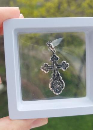 Хрест срібний православний, крест серебряный 9255 фото