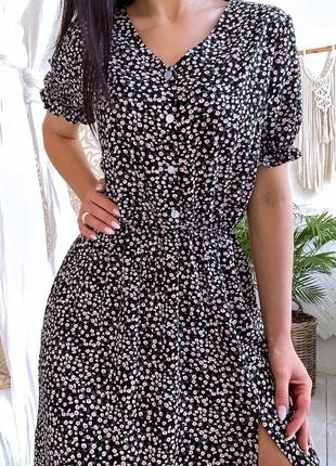 Літня сукня жіноча міді у квітковий принт зі штапелю7 фото